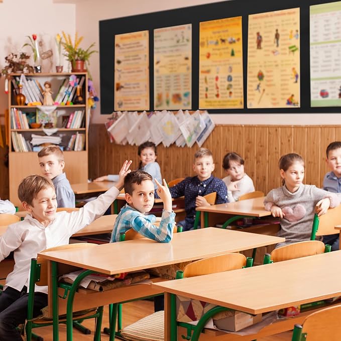 Bulletin Board Fabric 48 '' x 107 '' Class Fabric for Classroom Bulletin Board Decor, Pillows, Curtains, Crafts(Black)