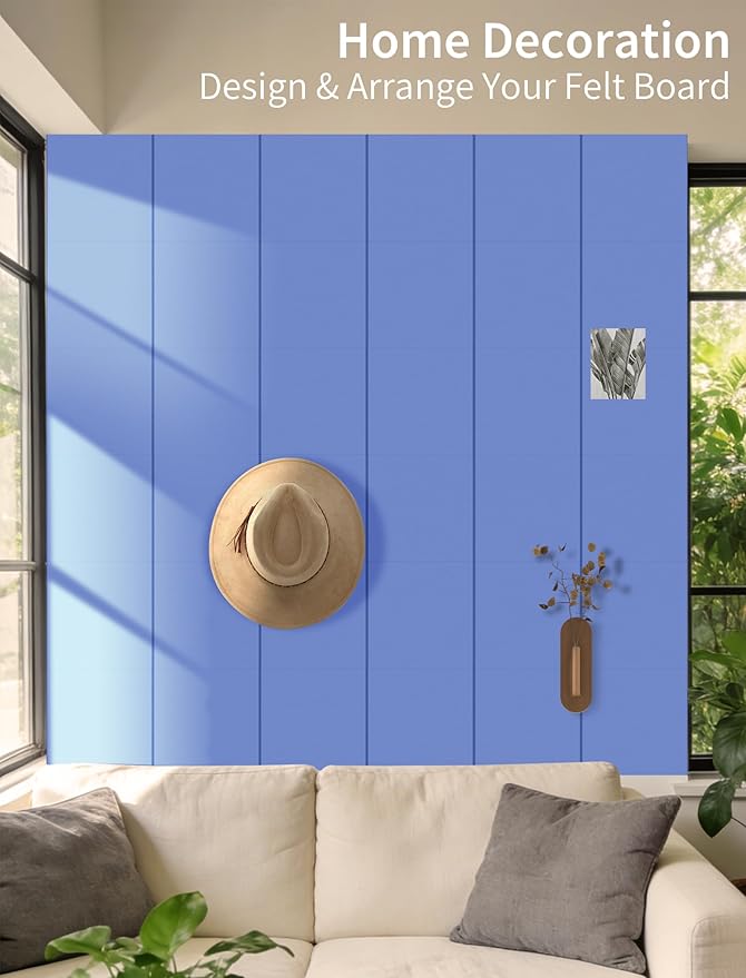 Large Bulletin Board 48"x36" Cork Boards for Walls, 12 Pack Felt Wall Panels Photo Board, Cork Board for Office Home Pin Board
