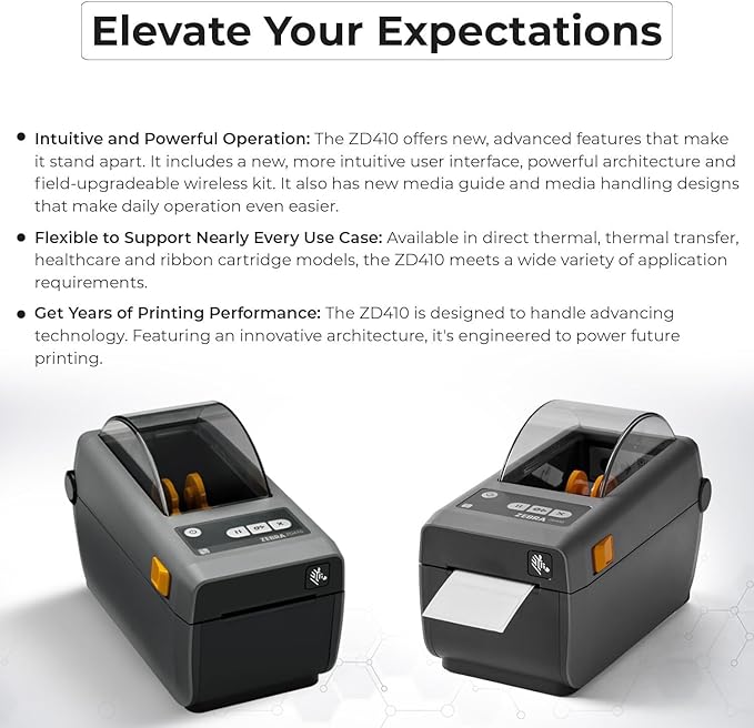 ZD410 Direct Thermal Label Printer for Shipping Barcodes Desktop USB Ethernet Wired Office Use Renewed