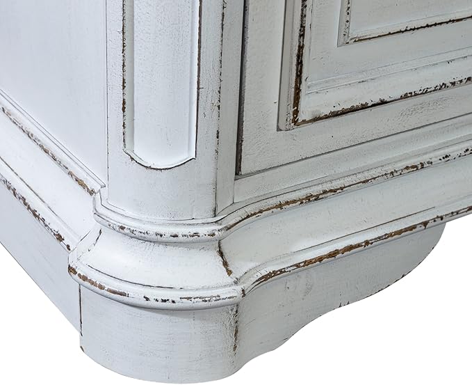 Liberty Furniture Magnolia Manor Filing Credenza & Hutch for Home Office - Antique White & Weathered Bark