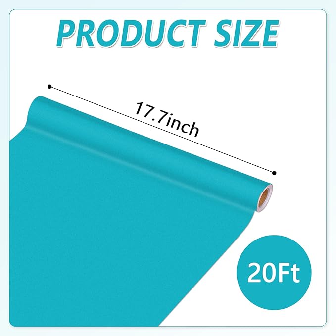 Qyeahkj 17.7in x 20ft Bulletin Board Paper Roll Bulletin Board Background Paper Fade Resistant Classroom Decoration Poster Art Craft Home Wall Education Decor Supplies Teal Blue