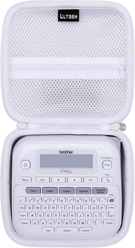 LTGEM Case Compatible with Brother P-Touch PTD220 / PTD210 / PTD200 Home/Office Everyday Label Maker, White (Case Only)