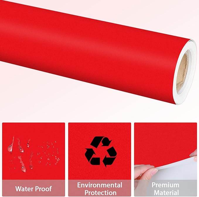 Qyeahkj 17.7in x 20ft Bulletin Board Paper Roll Bulletin Board Background Paper Fade Resistant Classroom Decoration Poster Art Craft Home Wall Education Decor Supplies Red