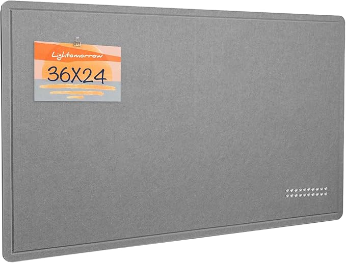 Bulletin Board, 36 x 24 inches Felt Board - Decorative Pin Board, Cork Board Alternative for Wall, 3' x 2' Foldable Self-Adhesive Vision Board Prayer Board with 20 Pushpins - Gray