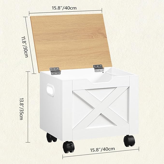 Rolling Filing Cabinet, Small File Cabinet Under Desk with Single Drawer, Hanging File Organizer for A4/Letter-Size Documents, Organizer Box, for Home Office, White and Natural FCBN4001
