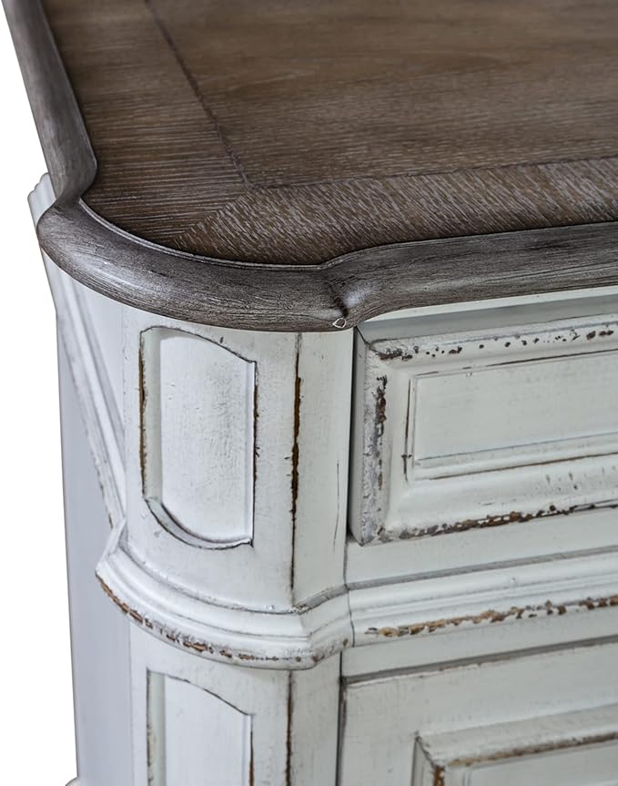Liberty Furniture Magnolia Manor Filing Credenza & Hutch for Home Office - Antique White & Weathered Bark