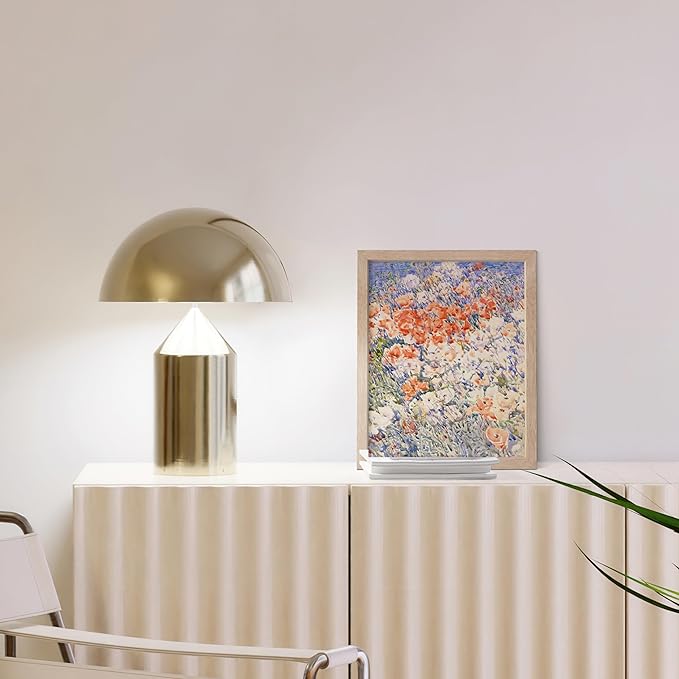 HAUS AND HUES Floral Art Wall Decor - Wildflowers Wall Art for Living Room, Floral Artwork for Bedroom Walls, Flower Painting for College Girls Dorm Room (Multicolored Flowers, Beige Frame, 8x10)
