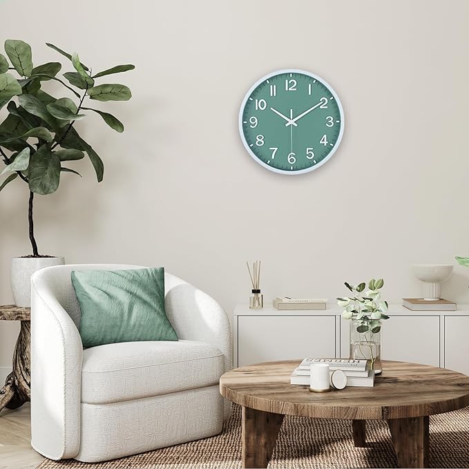 Wall Clocks Battery Operated 14 inch Modern Wall Clock,Silent Non Ticking Wall Clock for Living Room Bedroom Kitchen Office Classroom Decor (White and Black)