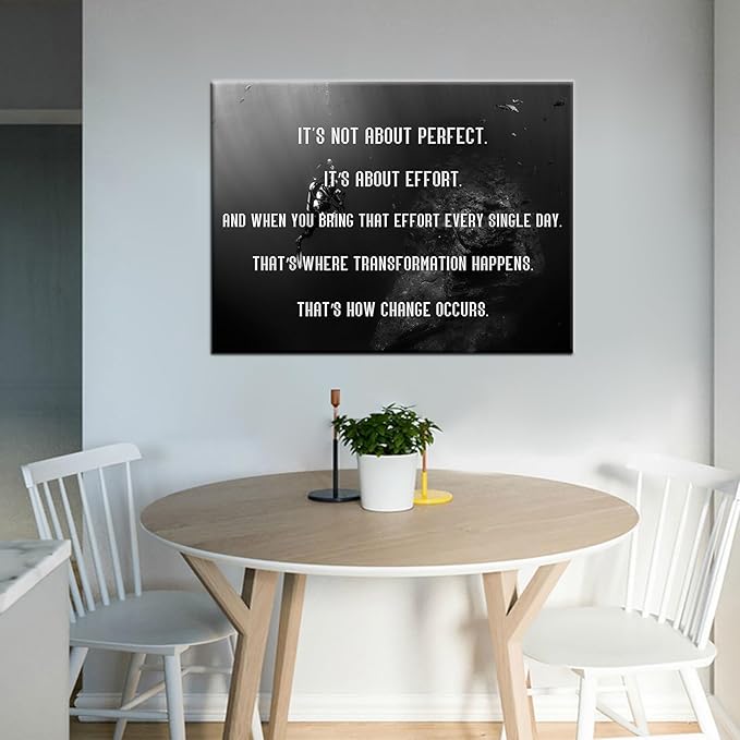 Motivational Canvas Wall Art Painting Black White Positive Inspirational Framed Artwork Prints Picture Artwork for Living Room Office Wall Decor Stretch and Framed [24''Wx18''H]
