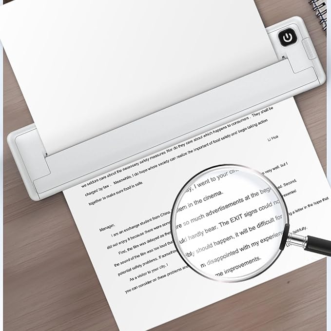 A4 Thermal Printer, 200Dpi Micro Travel Bluetooth Thermal Printer, Compatible with Android and OS Phones and Laptops, Inkless Printer for Mobile Office