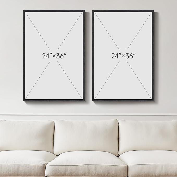 Framed Green Boho Abstract Wall Art Set of 2 for Living Room, Sun and Moon Mid Century Modern Canvas Artwork for Walls, Minimalist Sunburst Bohemian Print Wall Decor for Bedroom Home Office, 24x36 In