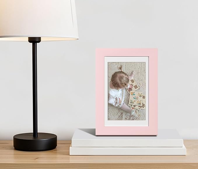 eletecpro 4x6 Picture Frames Set of 10, Picture Frames Collage Wall Decor Display 3.5x5 Photo with Mat or 4x6 without Mat, Home Decor Gallery Frame for Table Top or Wall Mounting, Pink