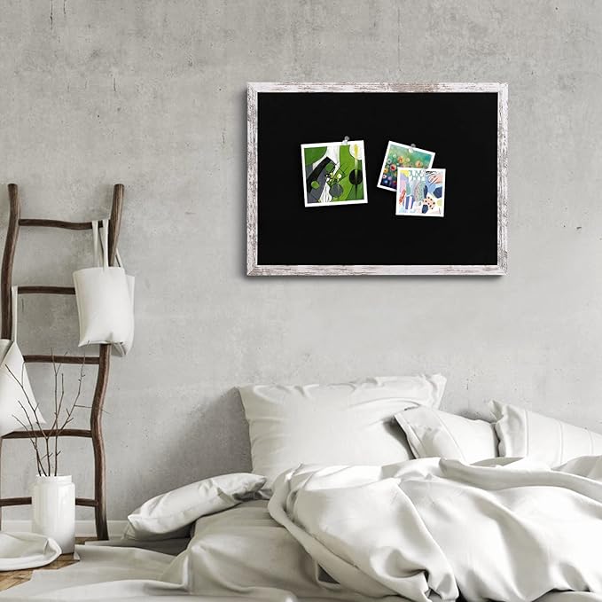 Black Felt Bulletin Board, 23.6x15.7 inches Decorative Bulletin Boards for Walls with Wood Frame, Pin Board Vision Board for Office Home Kitchen and School with Pins (BK,4060,1p)
