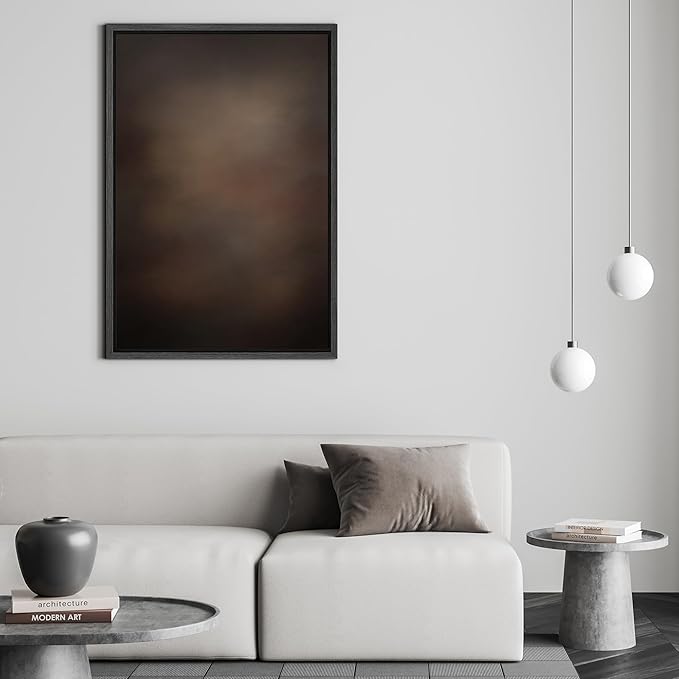 SIGNFORD Framed Canvas Print Wall Art Twilight Haze Abstract Minimalist Beige to Navy Ombre Illustrations Modern Art Decorative Relax/Zen for Living Room, Bedroom, Office - 16"x24" Black