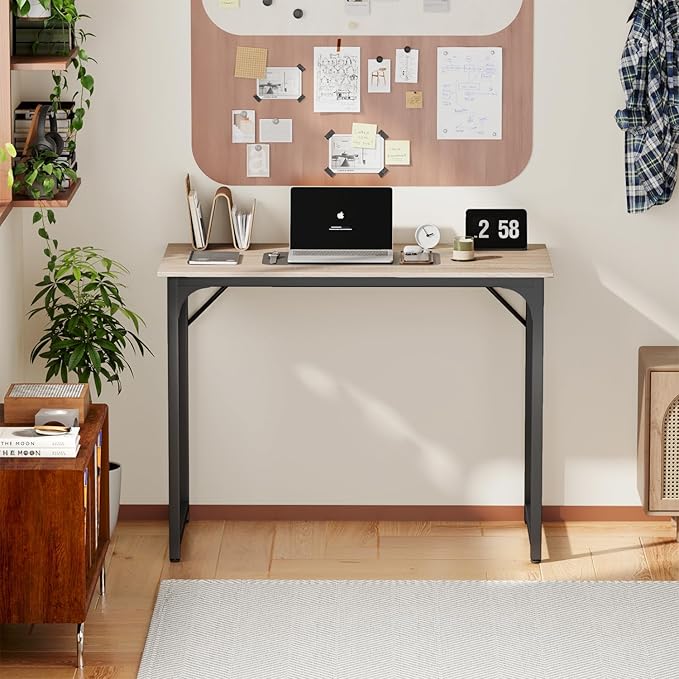 Computer Desk,39.4 inches Home Office Desk Writing Simple Study Table Modern Simple Style PC Desk Minimalist Desk with Metal Frame,Nature