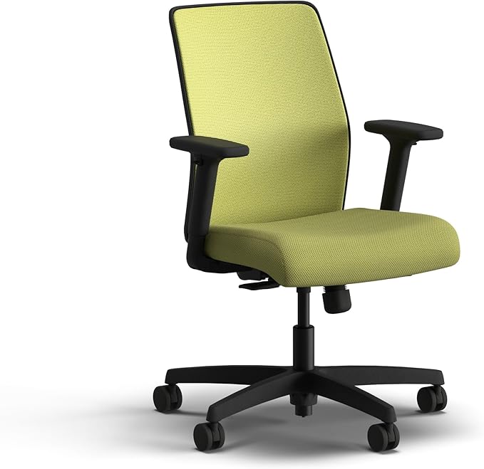 HON Ignition 2.0 Low Back Task Chair, Spectrum Mesh, Standard Synchro-Tilt Control, Office Chair with Lumbar Support, Height and Width Adjustable Arms, Black Frame, Pear