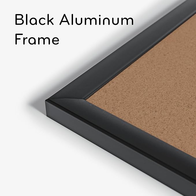 U Brands Cork Bulletin Board, 48" x 72", Black Aluminum Frame, Industrial Grade Pinning Surface