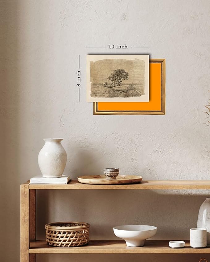 Kizbok Neutral Wall Art Decor Vintage Tree Sketch Canvas Prints Rustic Neutral Brown Tones Nature Drawing Oil Painting, Moody Antique Landscape Art Pictures for Bedroom, Farmhouse Wall Decor for Bathroom Home(8" x 10"-UNFRAMED)