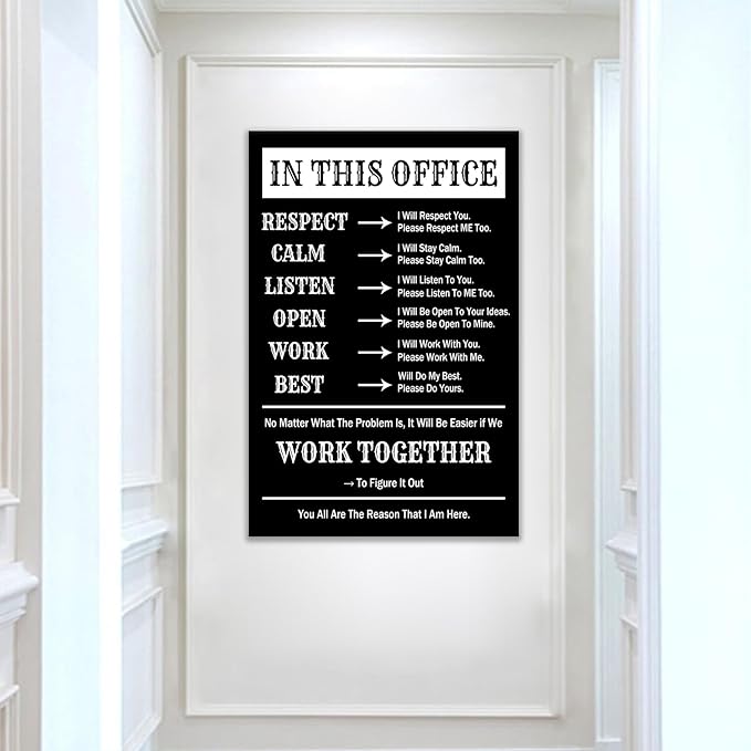 Inspirational Canvas Wall Art Office Decor for Men Picture Print Motivational Positive Quotes Teamwork Theme Painting Posters Artwork for Modern Home Office Decoration Ready to Hang [24''Wx36''H]