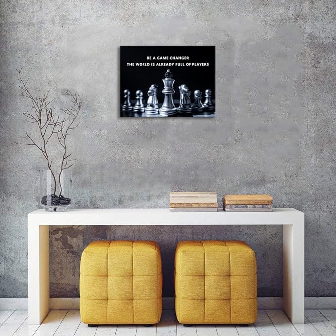 Inspirational Canvas Wall Art Motivational Quotes Be A Game Changer The World Is Already Full Of Players Pictures for Home Office Wall Decor Chess Posters Print Artwork Painting[18" W x 24" H]