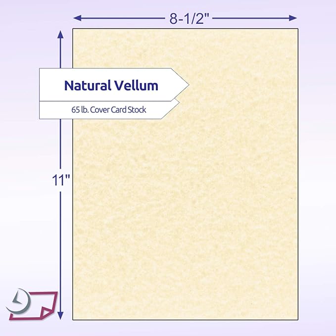 NextDayLabels - Pack of 50 Sheets - 8-1/2" x 11" - Letter Size - 65 lb. Parchment Cover Card Stock, Made in the USA (Natural)