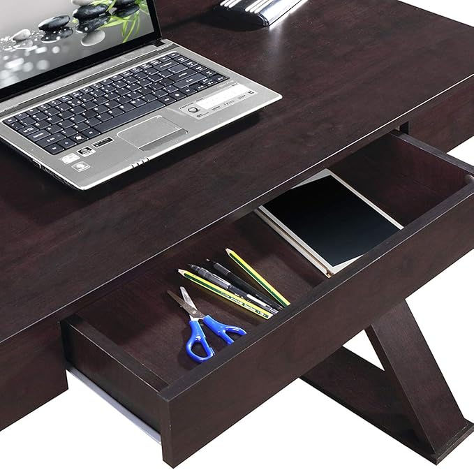 Techni Mobili Trendy Writing Desk with Drawer, Espresso
