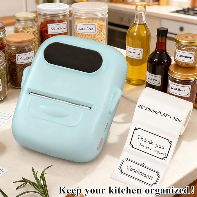 2 Inch Label Maker, P50 Mini Sticker Labels Printer Machine with Tape, Bluetooth Portable Thermal Printer for Home Use, Small Business, Office, Clothing/Gift/Jewelry Tags, Wireless, Blue