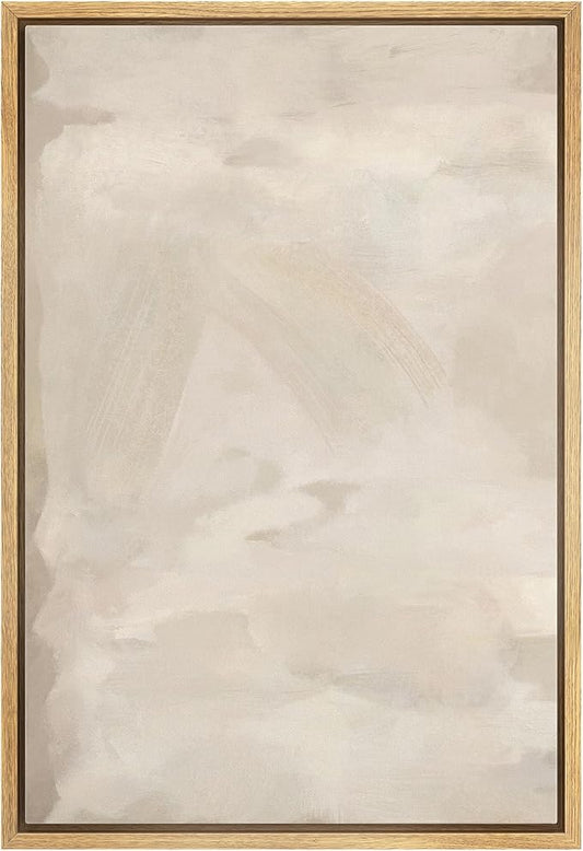 SIGNFORD Framed Canvas Print Wall Art Rustic Tan Paint Stroke Landscape Abstract Shapes Illustrations Modern Art Decorative Boho Relax/Zen Nordic for Living Room, Bedroom, Office - 16"x24" Natural