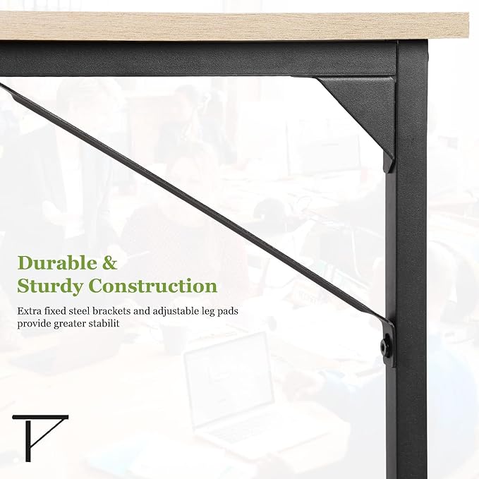 Computer Desk, 39 Inch Office Desk with Metal Frame, Home Office Desk, Modern Simple Style for Small Space Home Office, Living Room, Bedroom, Nature