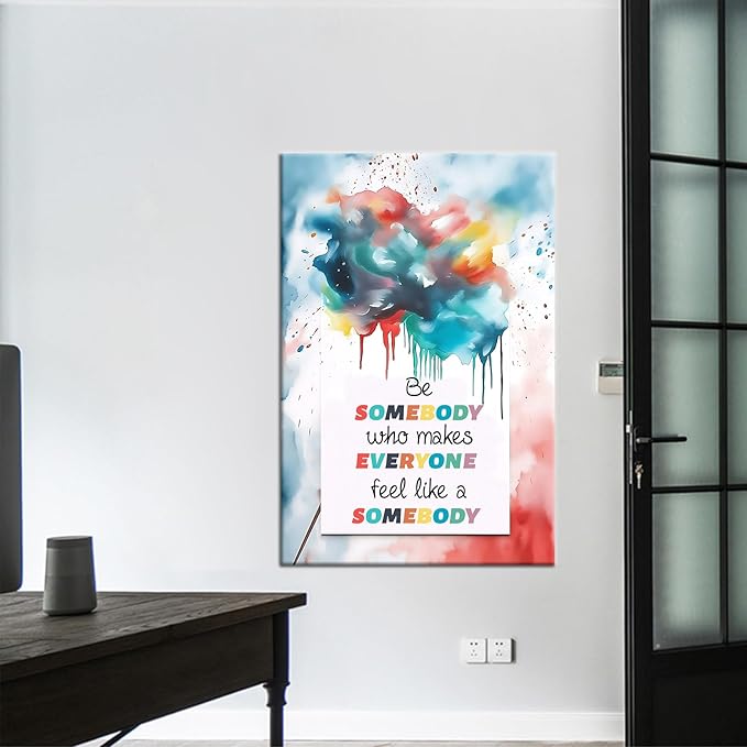 Motivational Wall Art Color Background Inspirational Quotes Poster Print On Canvas for Office Living Room School Office Holtel Wall Decoration Artwork Ready to Hang [24''Wx36''H]