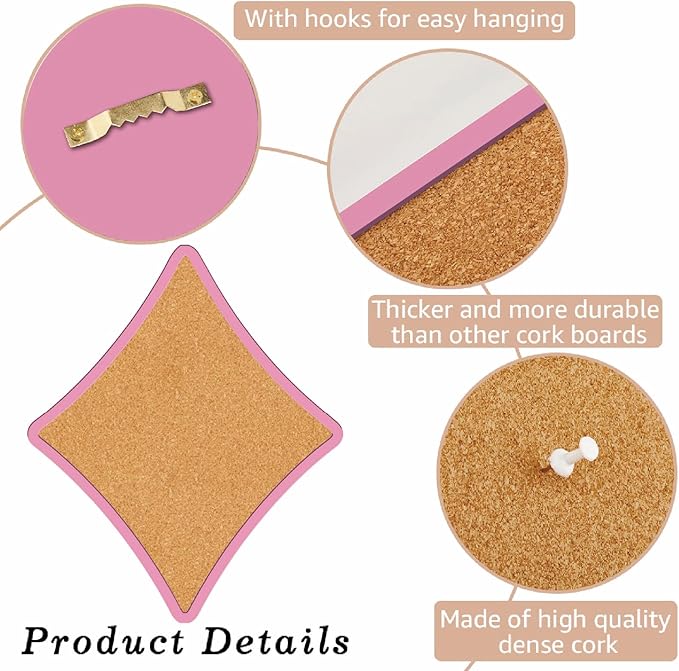 CRASPIRE Star Pin Cork Board 11.8x9.8In Wall Mounted Framed Bulletin Display Badge Wooden Saddle Brown Memory Memo Brooch Lapel Pin Holder Storage for Home Office School Classroom Wedding Decoration