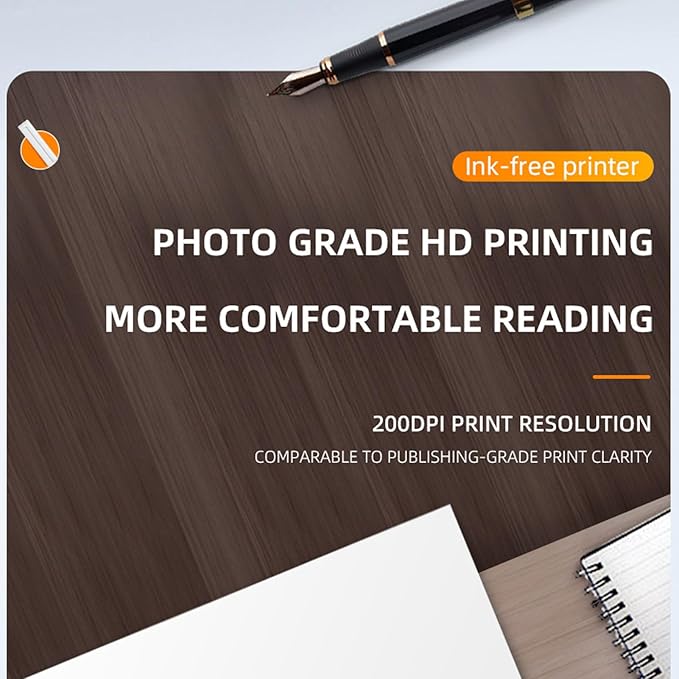 Health Gear Portable Thermal Printer Mini A4 Thermal Printer, 200dpi Bluetooth Thermal Printer Rechargeable Inkless Thermal Printer for School Office, Mobile Printer for