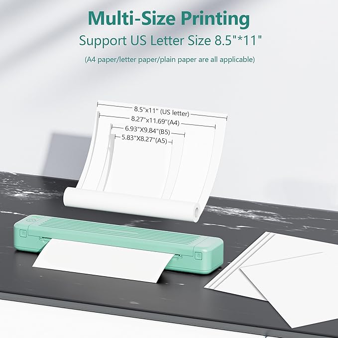Printers Wireless for Travel, P831 Inkless Portable Printer, Compatible with iOS, Android & Laptop, Thermal Printer for Office, Home, School