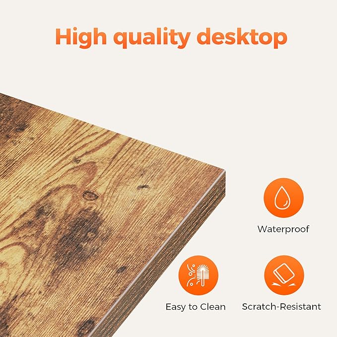 Mericonia 66 inch Large L Shaped Desk, Simple Corner Gaming Desk with CPU Stand & Hooks, Computer Desk for Home, Bedroom & Office Workspace, Rustic Brown