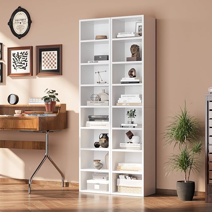 MXV 71.5" Tall Narrow Bookshelf, 8-Tier Cube Display Rack, Modern Corner Bookshelf with Storage Space, CD Storage Cabinet for Home Office