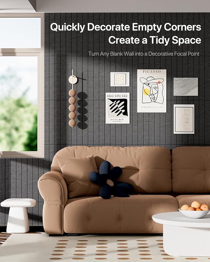 Soundsbay Large Cork Board Alternative, 47"x35" Felt Bulletin Board Tiles, 12-Pack Office Wall Organizer, 60 Adhesive Tabs, Vision Board Message Board for Office Decor, Room Decor
