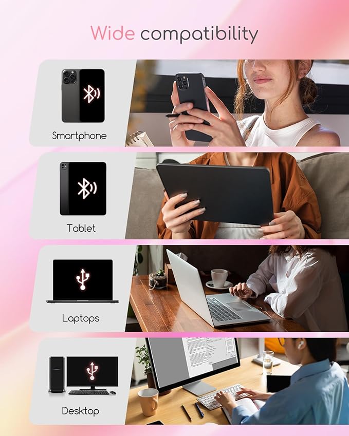 TATTMUSE Inkless Portable Thermal Printer Pink & 200 Sheets 8.5" x 11" US Letter Thermal Paper, Compatible with iPhone Android Laptop for Home Office