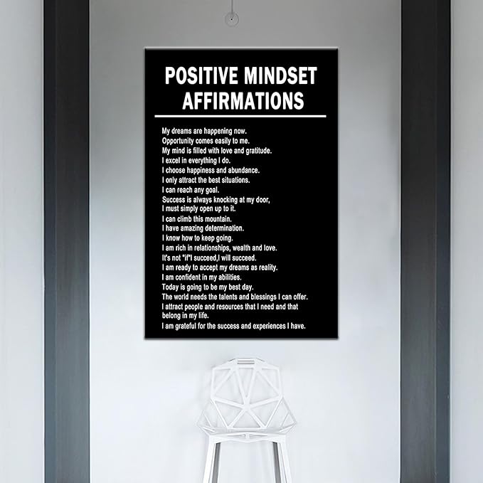 Inspirational Canvas Poster Positive Mindset Affirmations Motivational Wall Art for Office Entrepreneur Quotes Picture Print Artwork Living Room Classroom Gym Wall Decor Ready to Hang [24''Wx36''H]