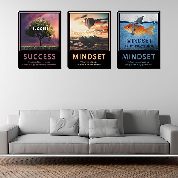Inspirational Motivational Posters & Art - Wall Decor for Living Room, Bedroom & Home Office - Easy to Hang Framed Wall Decor Canvas Art Paintings