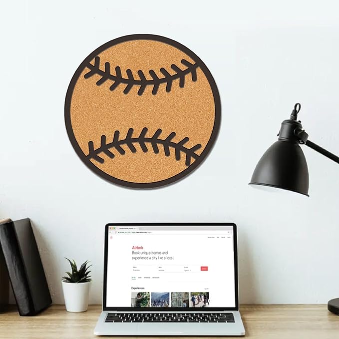 CRASPIRE Pin Cork Board Baseball Framed Bulletin Display Badge Sport 9.8x9.8 Wood Purple Decorative Corkboard Wall Mounted Memory Brooch Lapel Holder Storage for Home Office School Classroom Party