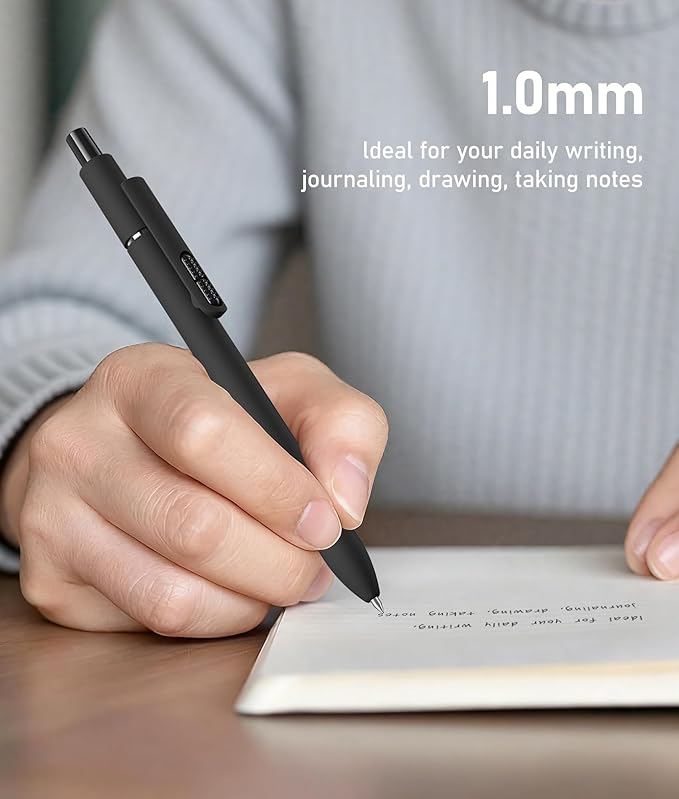 8 Pcs Black Ballpoint Pens - 1mm Medium Point Black Ink Pens | Smooth Writing Ball Point Pen for Men Women (Classic-8 pcs)