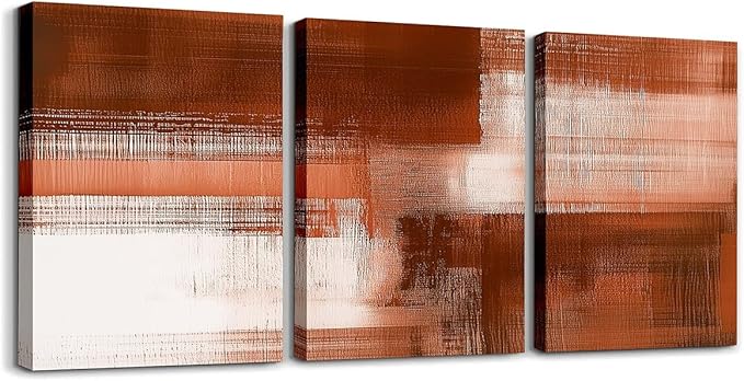 jejeloiu Orange Abstract Art 3 Piece Canvas Wall Art for Living Room Bedroom Modern Art Picture Wall Decor 12"x16"x3pcs Abstract Oil Painting Office Decorations Artwork Posters