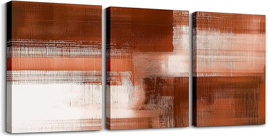 jejeloiu Orange Abstract Art 3 Piece Canvas Wall Art for Living Room Bedroom Modern Art Picture Wall Decor 12"x16"x3pcs Abstract Oil Painting Office Decorations Artwork Posters