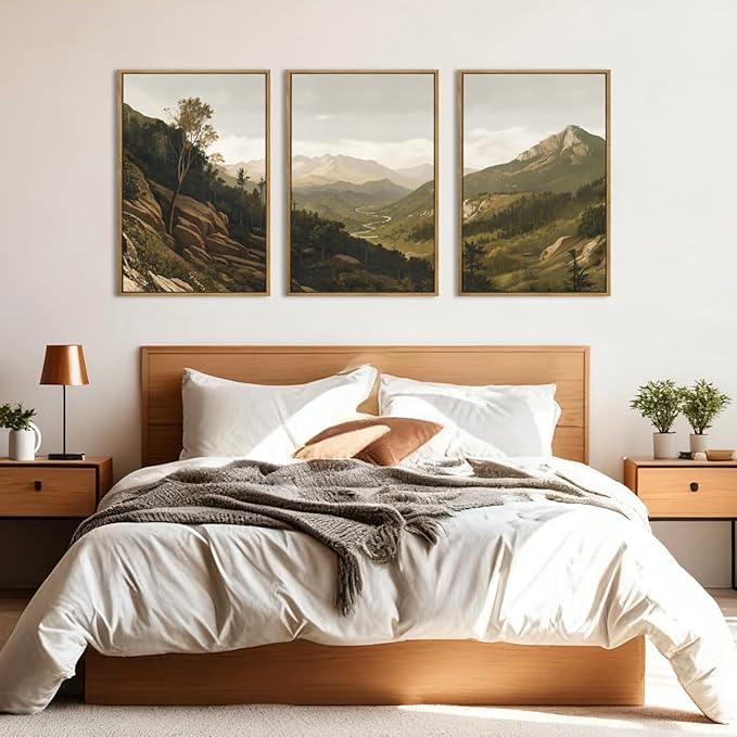 ANHUIB Mountain Wall Art Nature Mountain Ridge Wall Decor Woodland Landscape Painting 16x24 Inch for Living Room Bedroom Dining Room