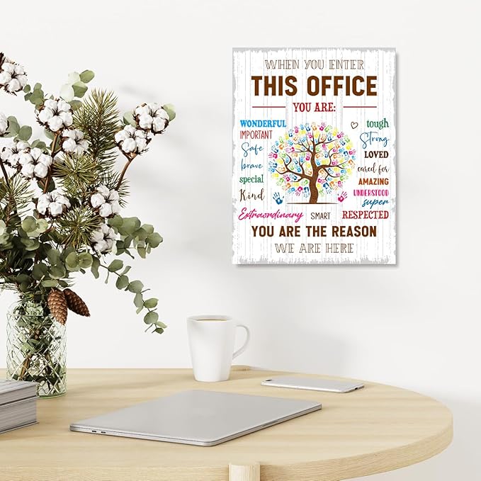 In This Office Wall Decor,Positive Teamwork Quote Wall Art Canvas Framed for Workplace Office Wall Decor 12 x 15 in