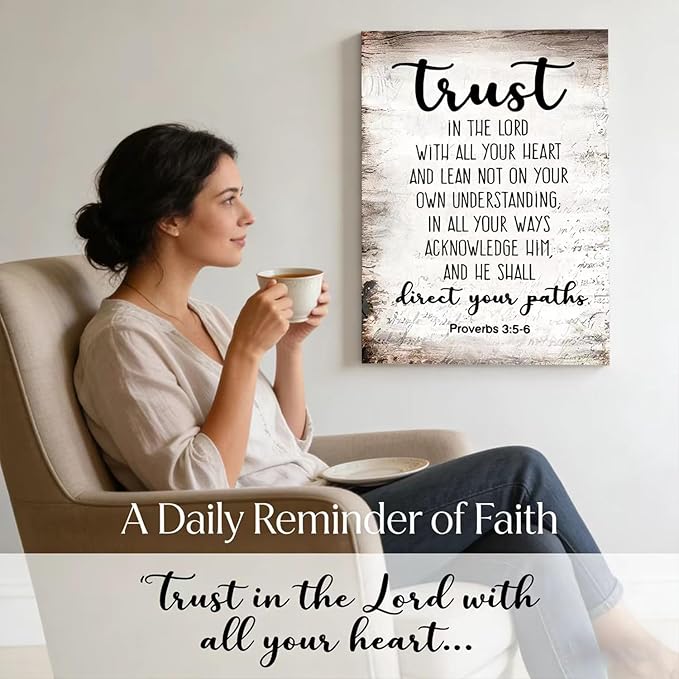 Proverbs3:5-6 Trust In The Lord With All Your Heart Canvas goodness of god Wall Art the lords prayer Picture Wall Decor Christian Bible Scripture Poster Print Artwork for Office Church 16x24 in Canvas