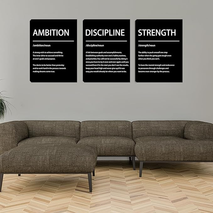 Halioyo Motivational Wall Art - 3 Pieces Inspirational Quotes Wall Decor for Office, Positive Affirmation Canvas Prints Posters for Bedroom Living Room Classroom Workspace, Ready to Hang (12x16 inch)