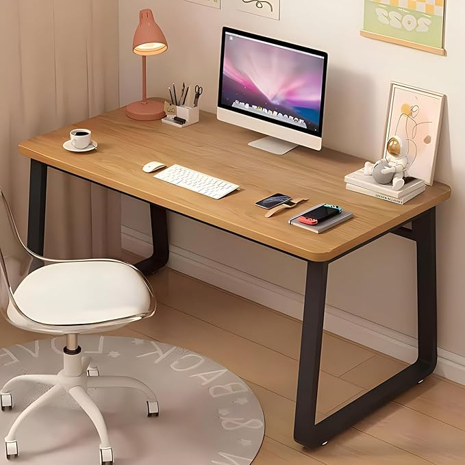 Solid Wood Computer Desk,Modern Simple Computer Desk,Study Writing Desk,Home Office Desk with Metal Legs,Laptop Pc Table Workstation for Home Office(100x60x74cm(39x24x29inch), Oak B)