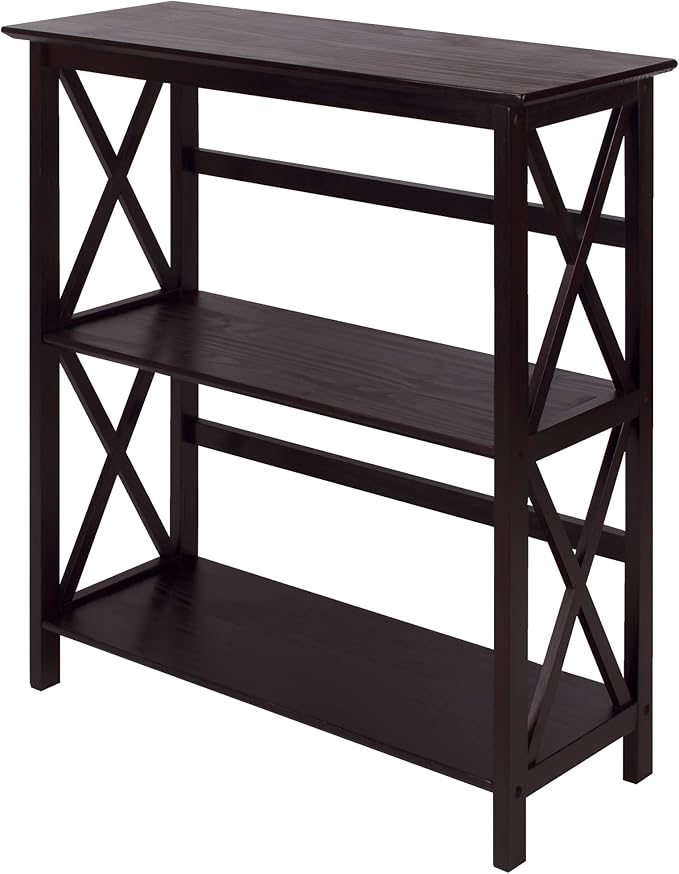 Montego 3-Shelf Bookcase-Espresso