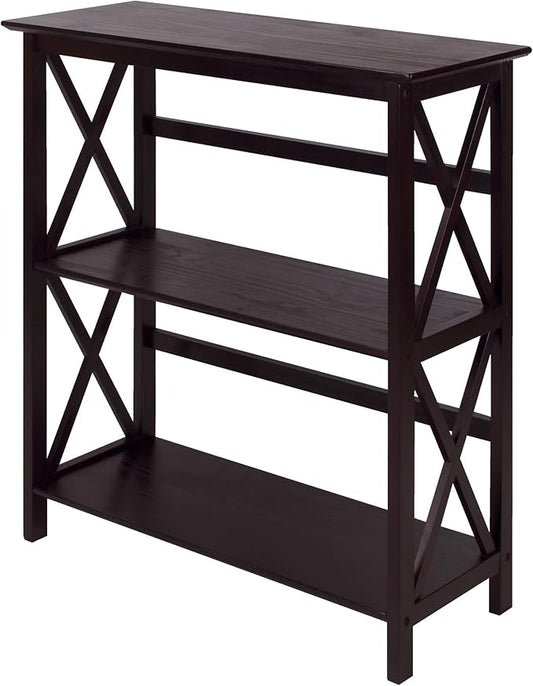 Montego 3-Shelf Bookcase-Espresso